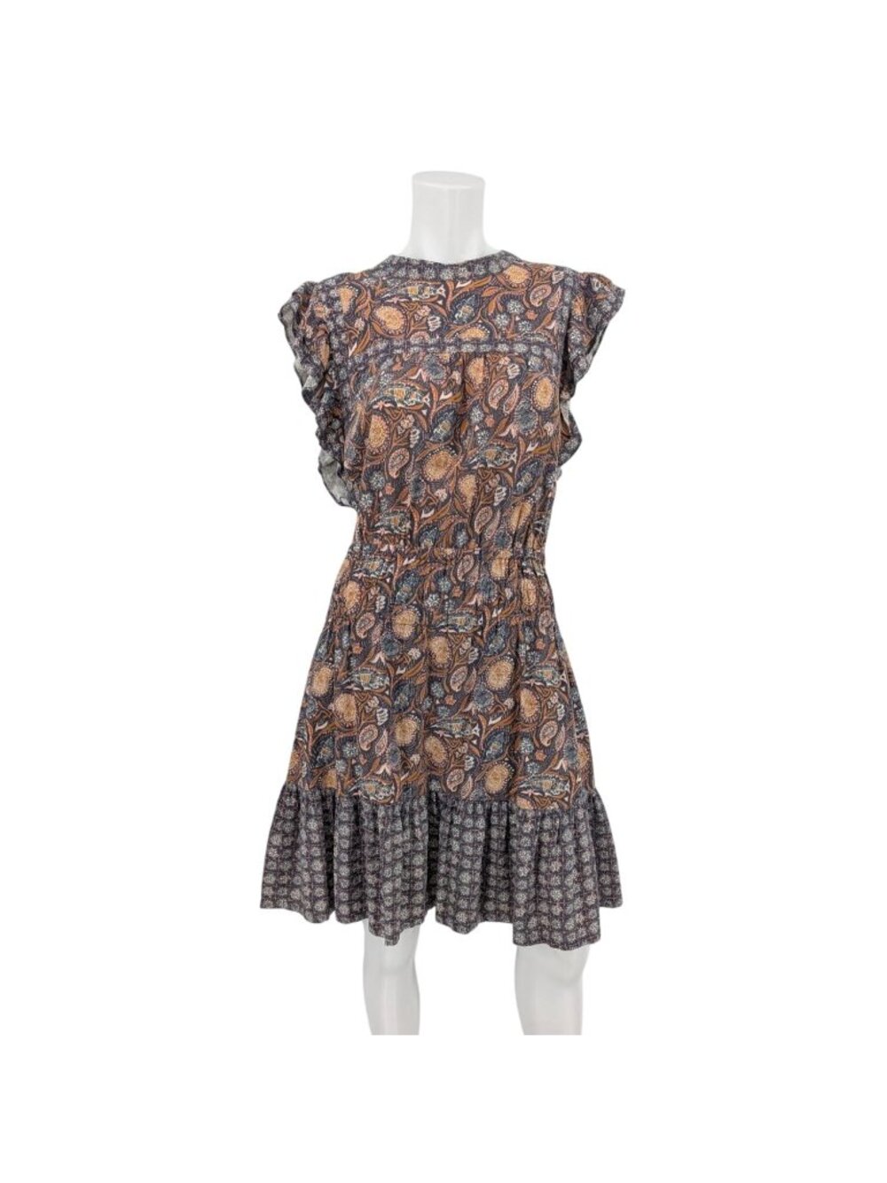 Universal Thread Paisley Floral Dress Ruffle Elastic Waist Boho Cottage XLarge